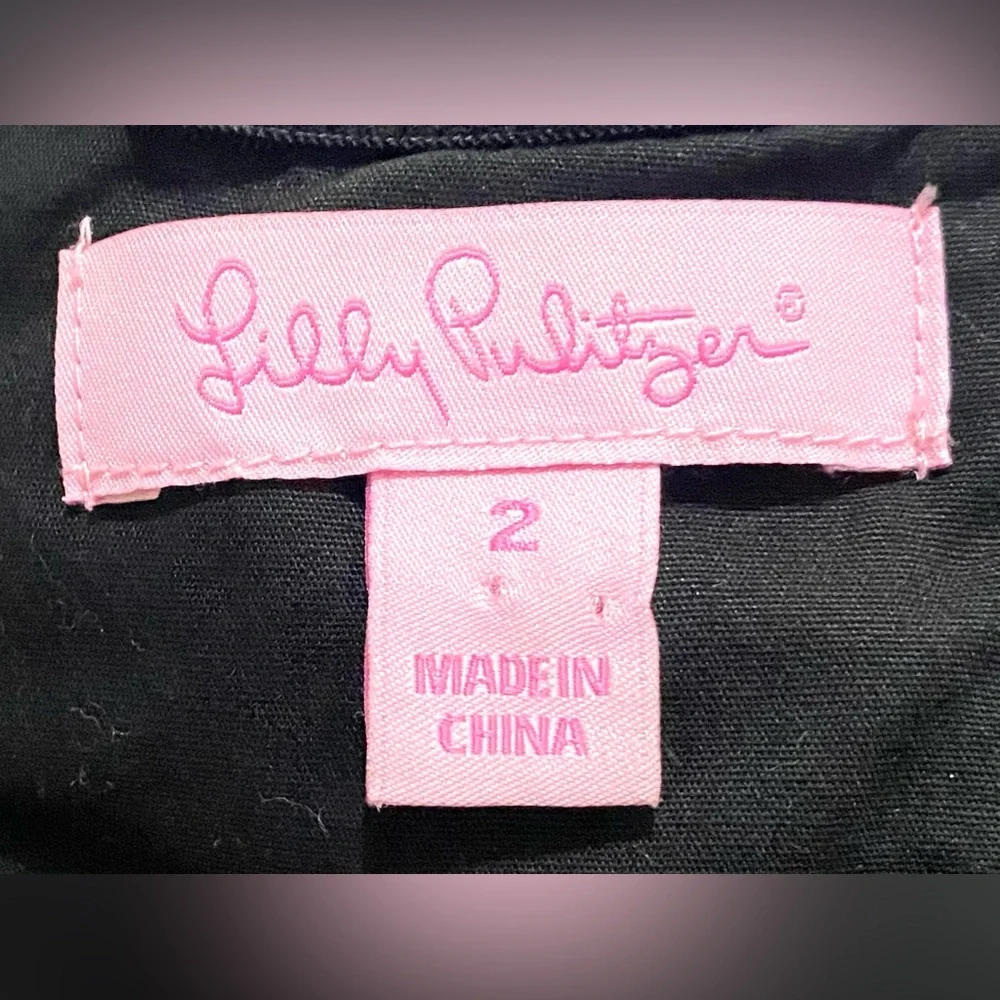 Lilly Pulitzer Womens 2 Solid Black Bowen Floral Strapless  Dress Preppy Classic - Picture 13 of 16
